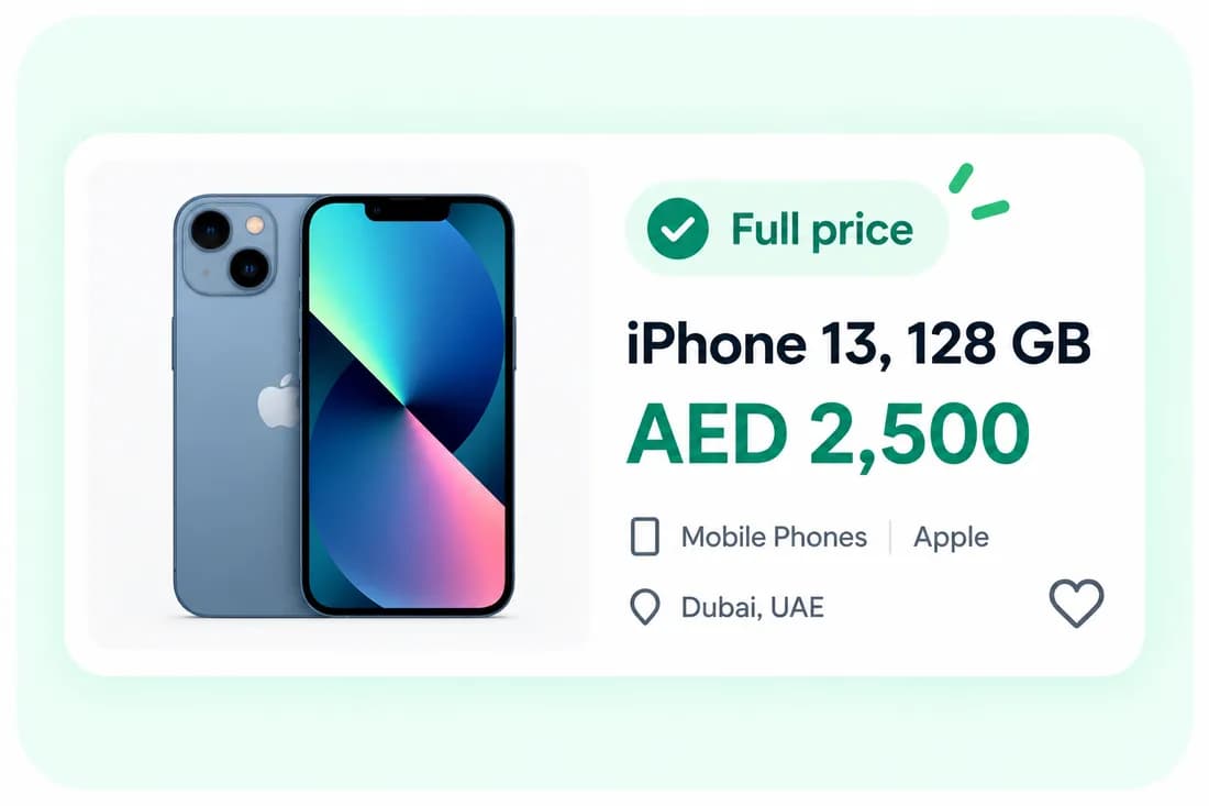 An iPhone ad showing the full price of AED 2,500